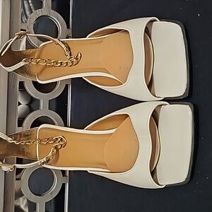 White ankle buckle sandal